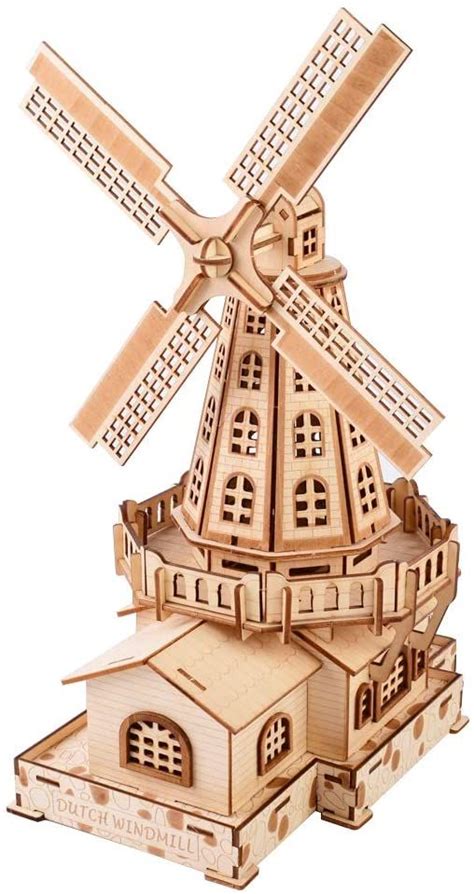 wooden dutch windmill 3d puzzles model kits assembled educational puzzle challenge t for