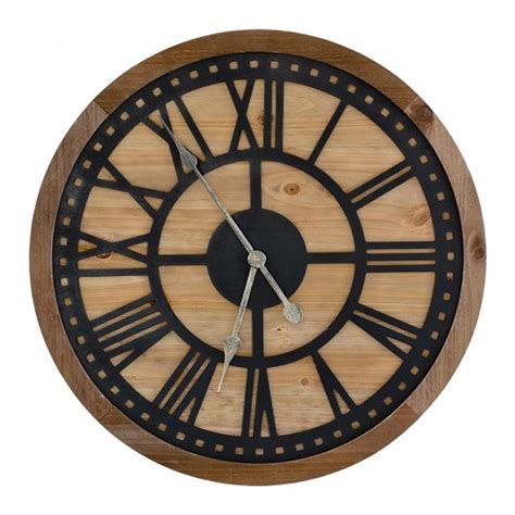 Round Roman Numeral Wooden And Metal Wall Clock Wall Clocks