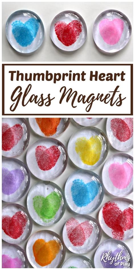 Thumbprint Heart Glass Magnet Crafts And Video Tutorial Mothers Day