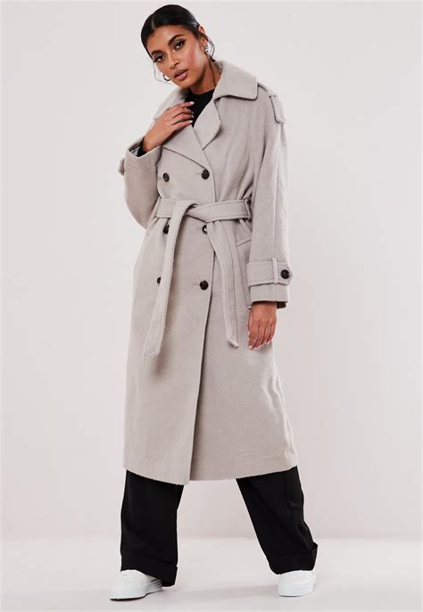 Grey Belted Oversized Trench Coat | Missguided Ireland