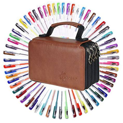 gel pens for adult coloring books 60 colors gel pens set with pu leather travel case for