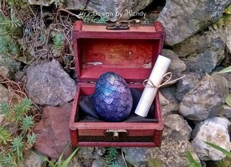 Dragon Egg Dark Rainbow And Dragon Story In Wooden Chest Iridescent