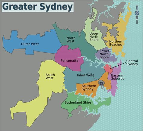 Sydney Area Sulla Mappa Mappa Della Zona Sydney Australia