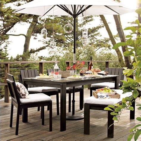 Wood Slat Dining Set | west elm | Modern outdoor dining, Wood patio