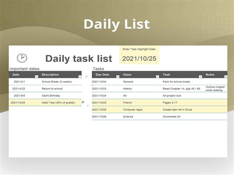 EXCEL Of Yellow Daily Task List Xlsx WPS Free Templates