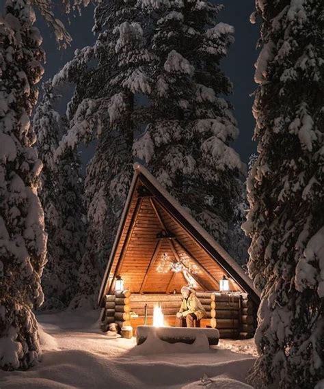 Warming Up In A Winter Shelter Surrounded By Stillness Cabin Cabins