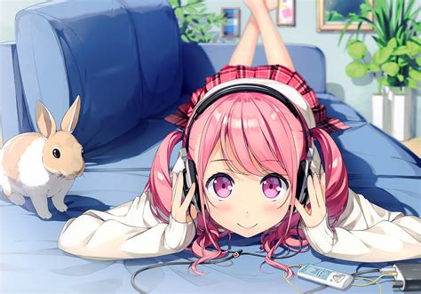 Girl Illustration Anime Anime Girls Kurumi Kantoku Headphones Hd