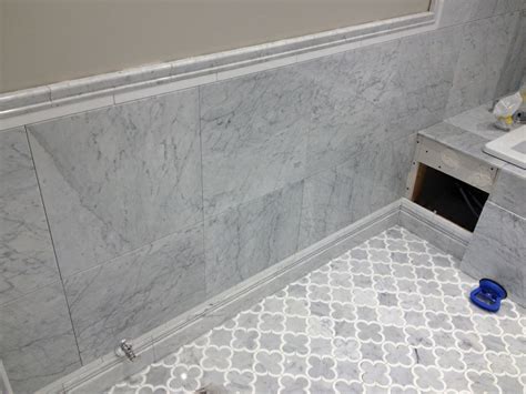 Edmonton Tile Install White Marble Bathroom River City