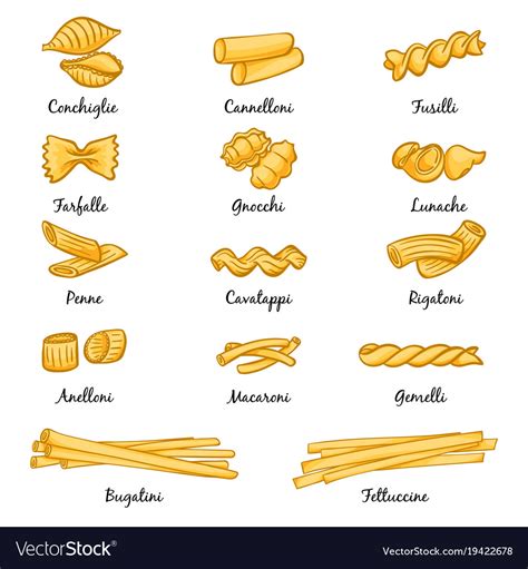 List Of Pasta Names And Pictures Pdf Picturemeta