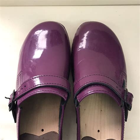 Troentorp Clogs Womens 38 8 Purple Patent Leather Made In Sweden Wooden Ebay
