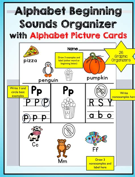 Students create an alphabet book or alphabet chart with words for . Alphabet Sounds with Graphic Organizers, Anchor Charts, Printables and ...