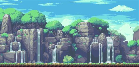 Pixel Waterfall Bg By Isohei On Deviantart