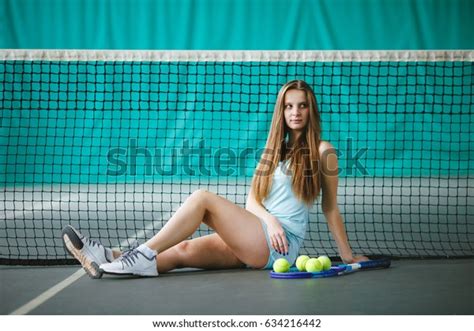 Portrait Young Girl Tennis Player Tennis Stock Photo 634216442