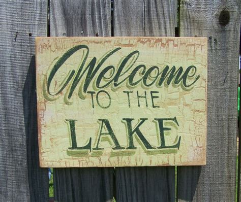 Welcome To The Lake Sign Rustic Cabin Decorrustic Wall