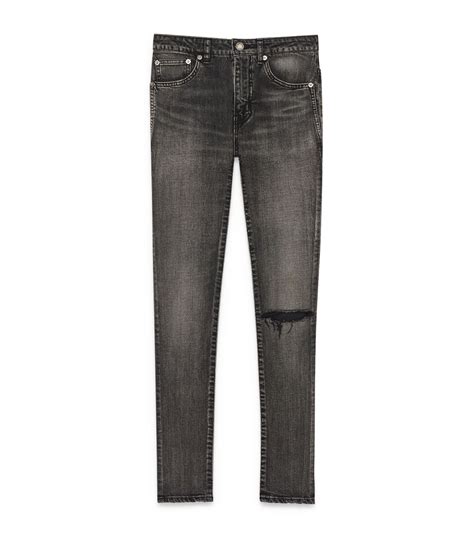 Saint Laurent Grey Distressed Skinny Jeans Harrods Uk
