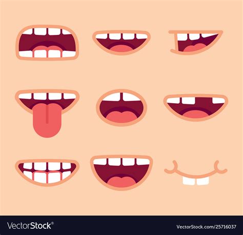 Set Funny Mouths Cartoon Style Royalty Free Vector Image