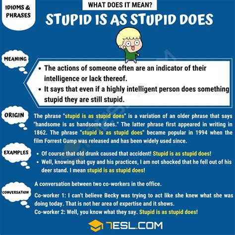 Stupid Is As Stupid Does What Does This Funny Idiom Mean 7esl