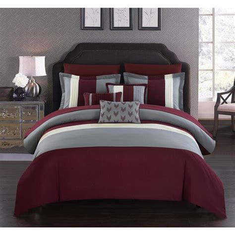 Chic Home Design Ayelet 10 Piece Burgundy Queen Comforter Set In The