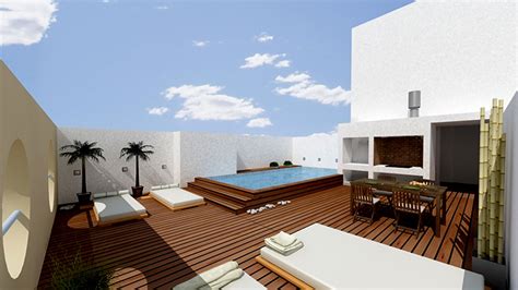 Desde la misma avenida tenemos acceso direc. Terraza con piscina - Guia de jardin