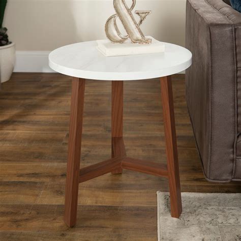 Shop with afterpay on eligible items. Mid Century Modern Round Side Table - White Marble/Acorn ...