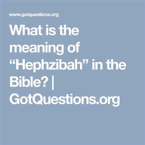 What Is The Meaning Of Hephzibah In The Bible