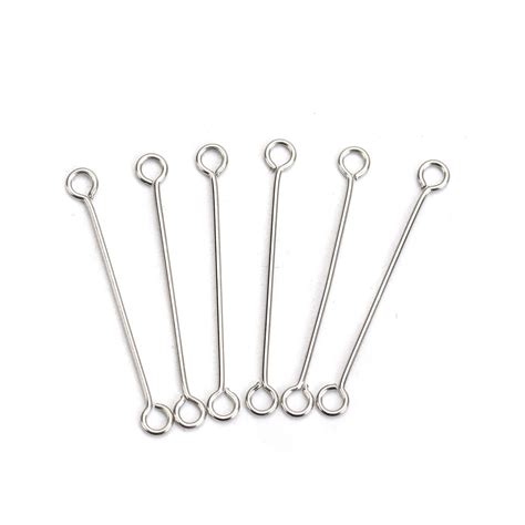 Doreenbeads 304 Stainless Steel Eye Pins Silver Tone 30mm1 18 Long
