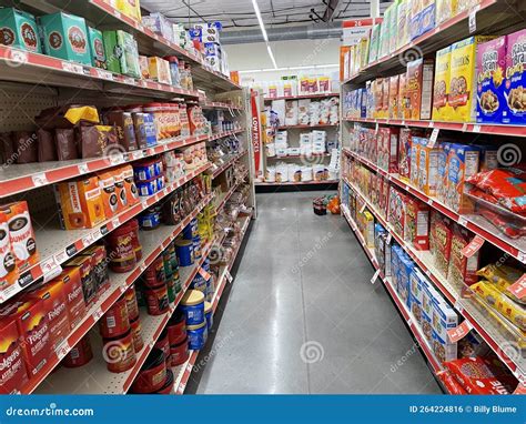 Family Dollar Retail Store Interior Cereal and Coffee Aisle Editorial