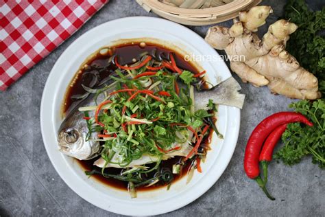 Ikan kukus, resepi ikan siakap kukus, ikan kukus halia, steam halia, steamed fish, ikan siakap kukus limau, chinese style steamed fish. Ikan Kukus Halia ~ Resepi Terbaik