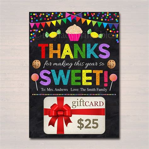That's why it's so important to show heartfelt gratitude by saying thank you for all that teachers do. Teacher & Staff Appreciation Week Sweet Treat Gift Card ...