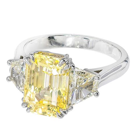 Emerald Cut Yellow Sapphire Trapezoid Diamond Ring At 1stdibs Step