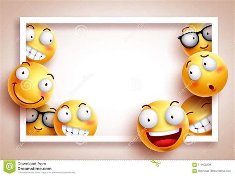 Smileys Background Vector Template With White Boarder Frame