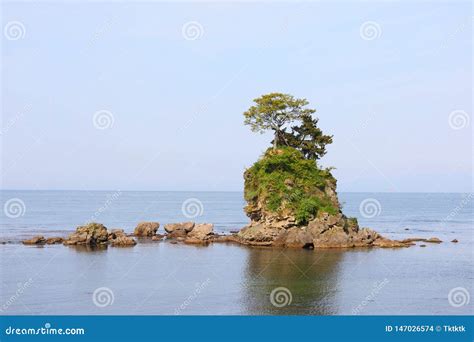 Amaharashi Beach With Small Island Toyama Japan Stock Photo Image Of