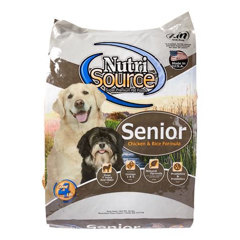 A super premium pet food created with your senior pet's life stage in mind is a great way to ensure they are receiving all the nutrients they need. NutriSource Senior Dry Dog Food, 30 lb - Walmart.com ...