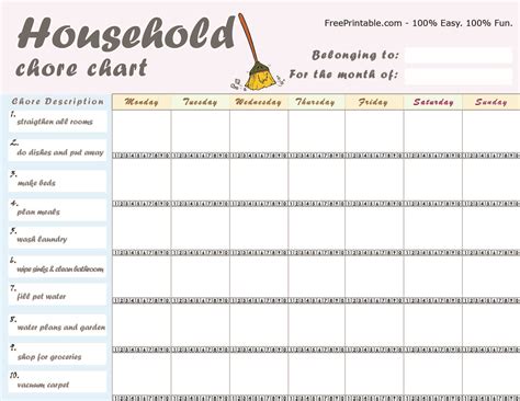 Check spelling or type a new query. Free Printable Household Chore Charts | Family chore ...