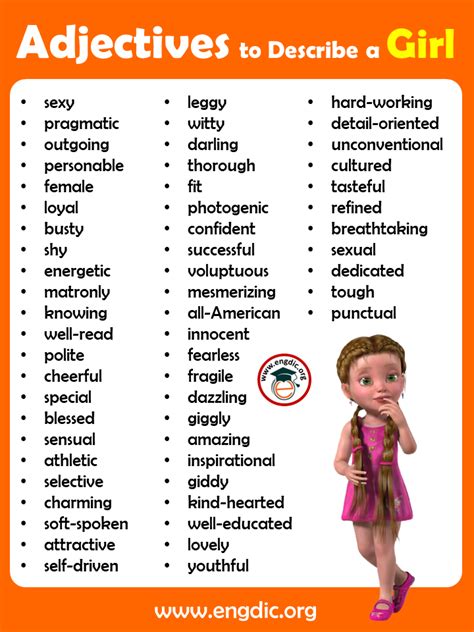 Adjectives To Describe A Girl PDF Infographics EngDic