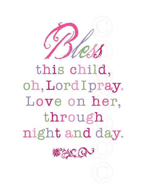 Girls Art Print Prayer Bless This Child Pink By Jeannewinters 2100