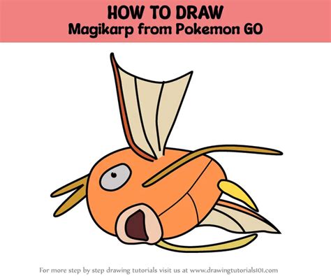 How To Draw Magikarp From Pokemon Go Pokemon Go Step By Step
