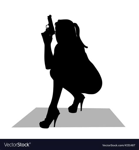 Girl With Gun Silhouette Royalty Free Vector Image