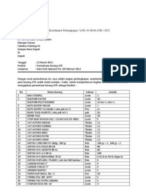 Contoh surat permohonan pembelian radas/ bahan. Contoh Bon Permintaan Peralatan Atau Perlengkapan Kantor ...