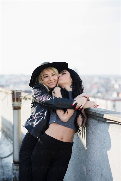 Two Female Friends Hugging By Stocksy Contributor Jovana Rikalo Stocksy