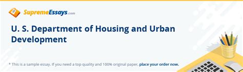 Read U S Department Of Housing And Urban Development Essay Sample