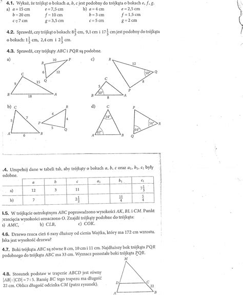 Podobieństwo trójkątów zadania - Matematyka - pracadomowa24.pl