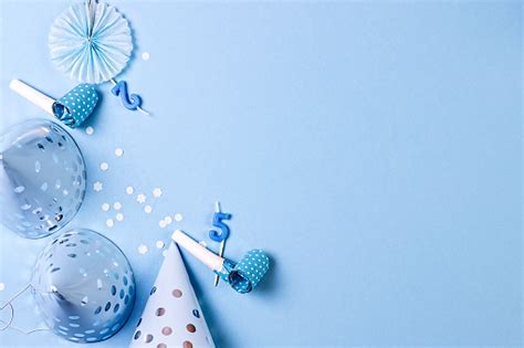 Birthday Party Background Of Blue Color Stock Photo Download Image