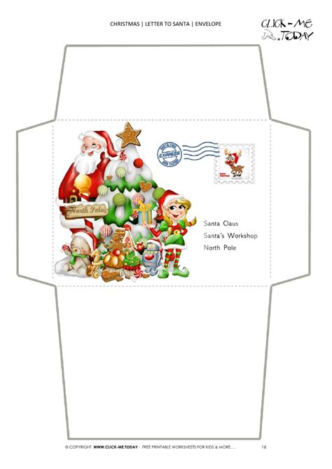 Free download & print letter to santa claus envelope template santa stamp 8. Free envelope to Santa print out - tree and elf with ...