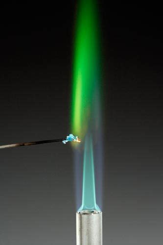 Copper Flame Test Cuso4 Bright Green Flame Indicates Presence Of
