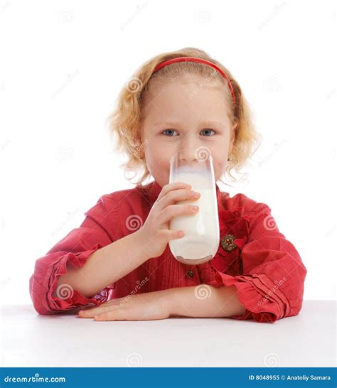 Little Girl Drinking Milk Stock Image Image Of Laugh 8048955