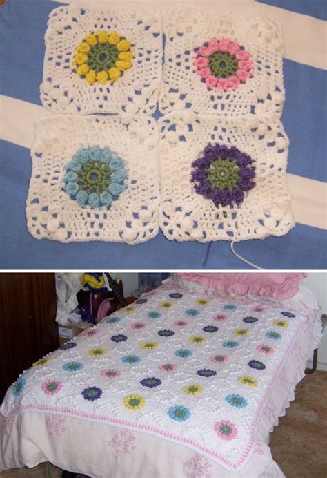 Beautiful Skills Crochet Knitting Quilting Floral Bouquet Afghan