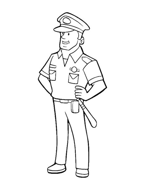 Police Officer Uniform Coloring Pages