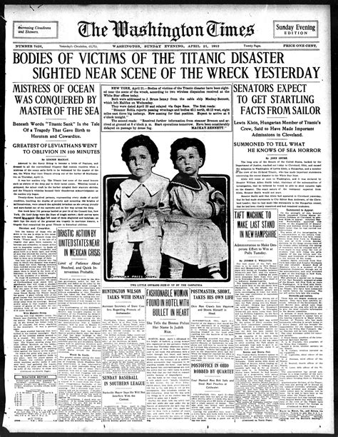 Washington post is responsible for this page. Titanic in Black and White - Newspaper Coverage