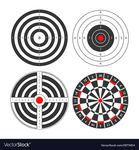 Shooting Range Targets Icons Template Royalty Free Vector